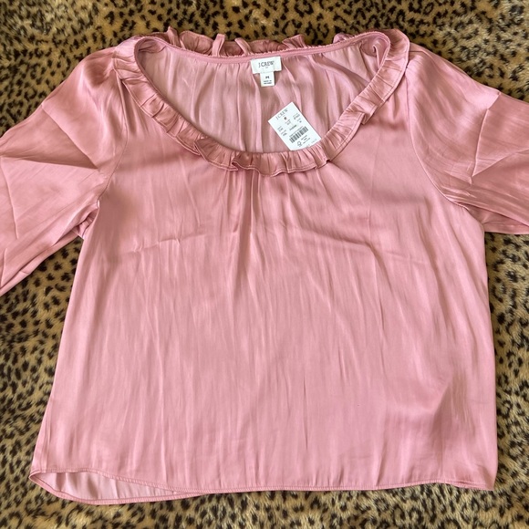 Pink Ruffled Satin Blouse - Picture 3 of 6